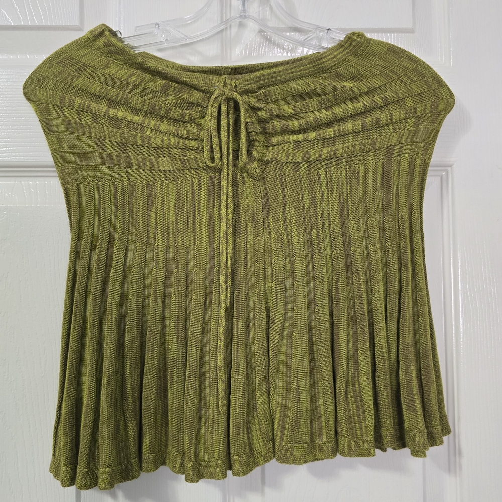 Free People Sage Green Pleated Knit Top